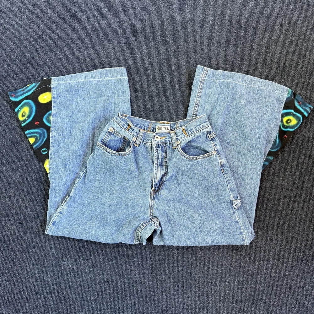 Vintage Limited Flare Jeans Womens 12 Light Wash Blue Cargo Wide Leg Denim